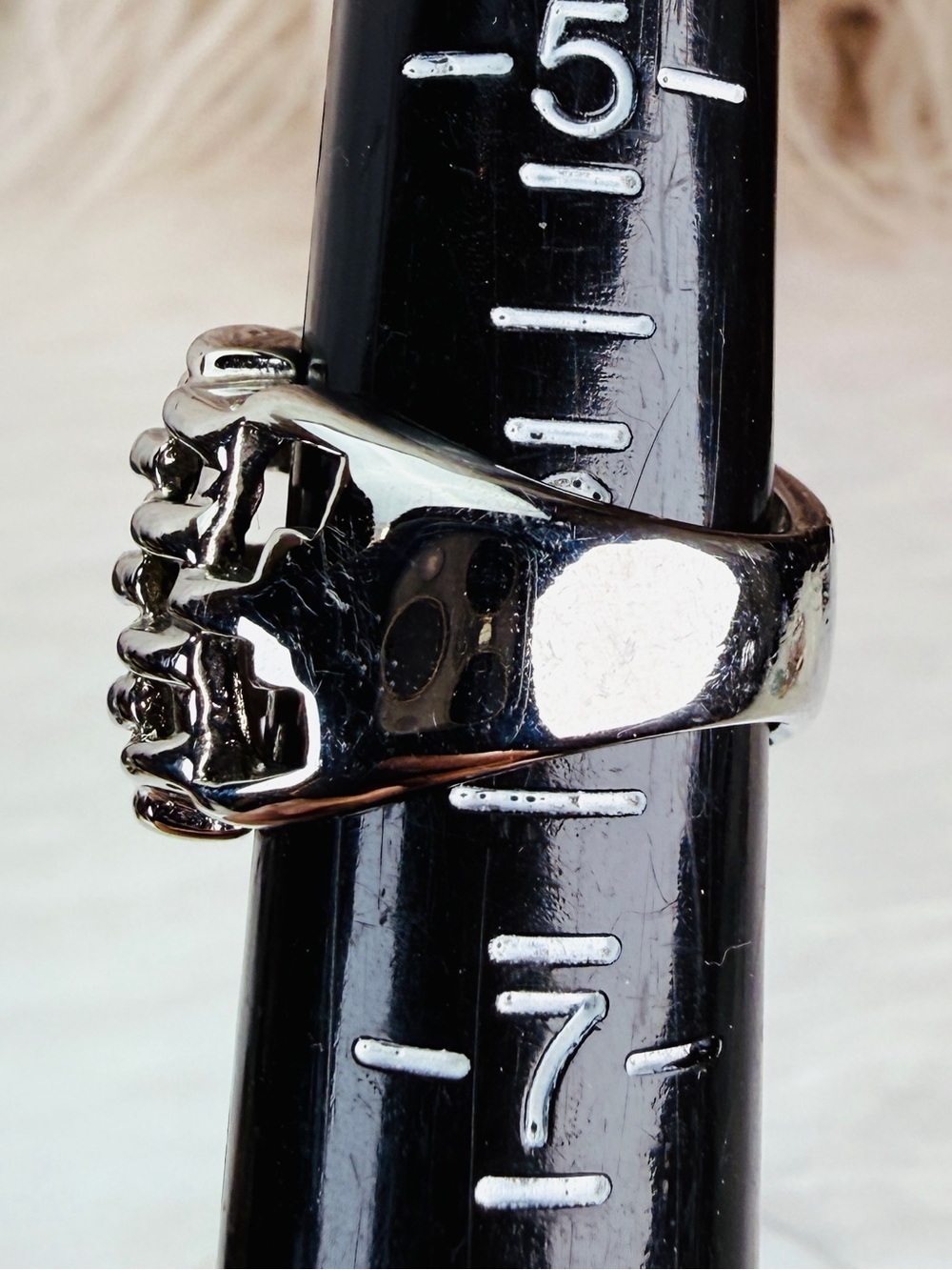 Silvertone Chain Link Statement Ring sz 6 - Picture 4 of 5